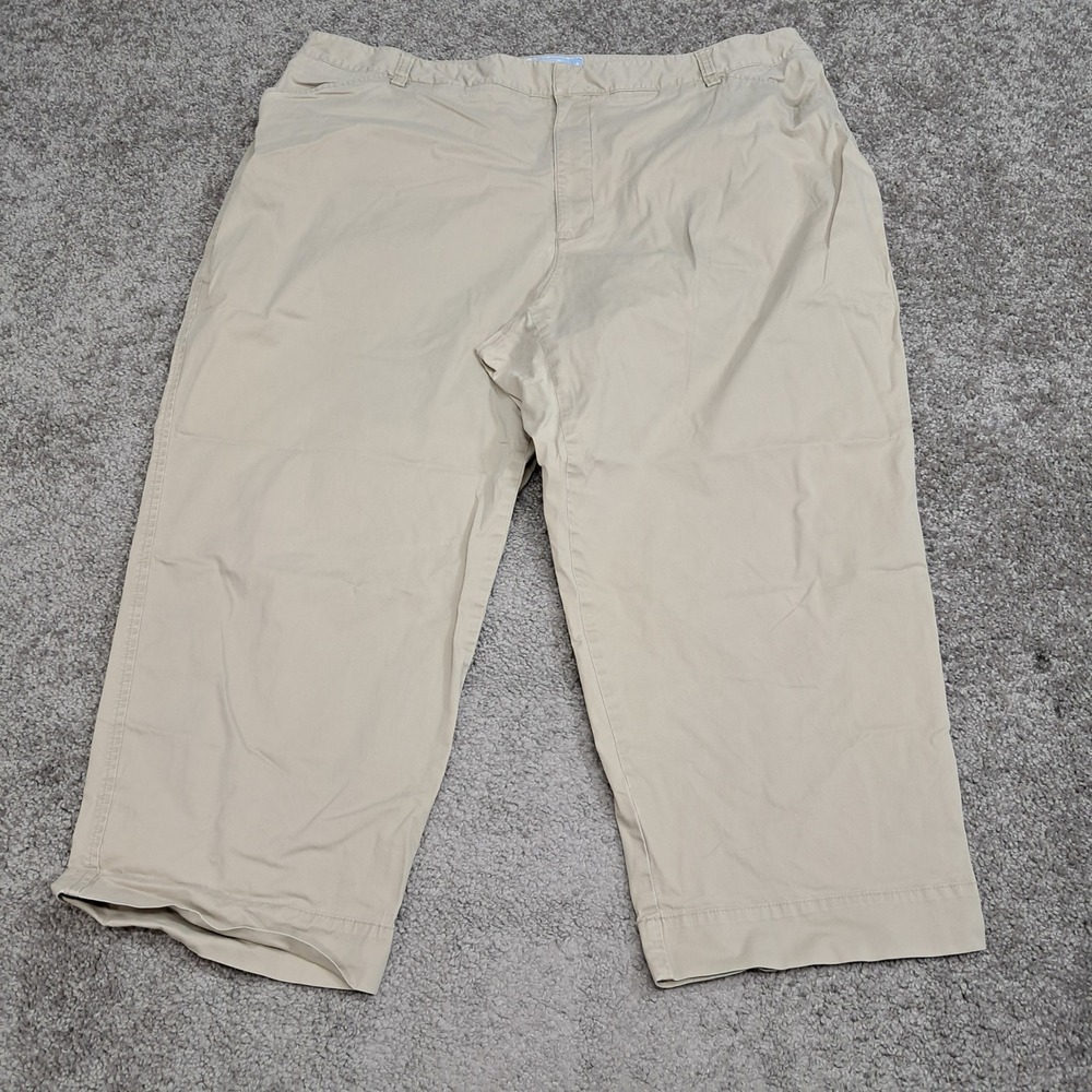 Eddie Bauer Mercer Fit‎ Tan Khaki Cropped Pants Womens 24W Stretch Chino Capri
